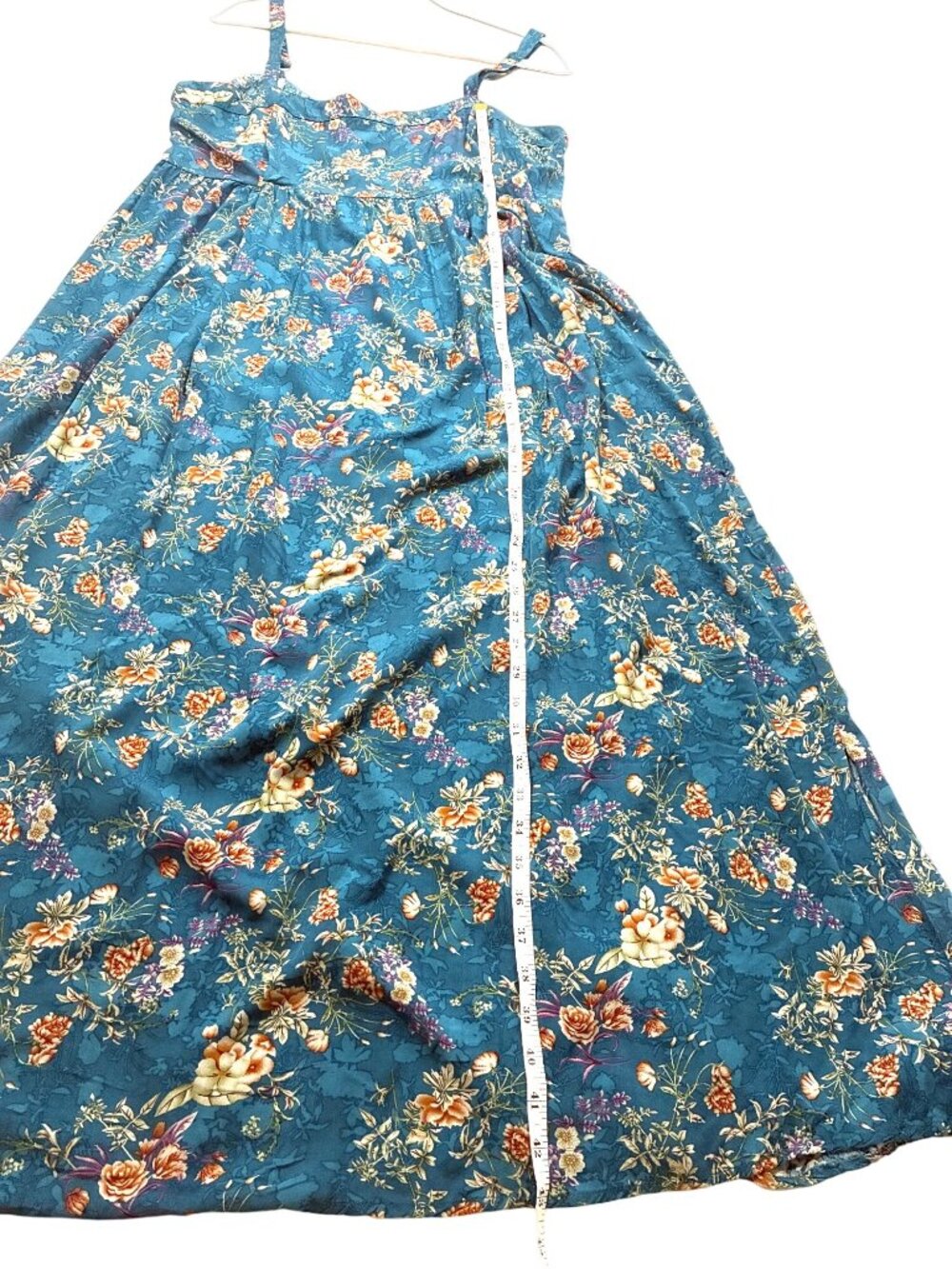 Natural Life Blue Floral Maxi sundress Adjustable Straps & back Button Detail L - Picture 8 of 11